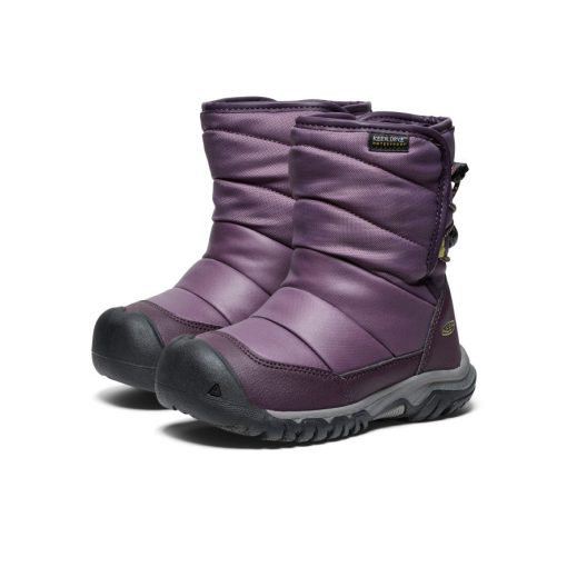 Little Kids' Puffrider Waterproof Winter Boot  |  Black Plum/Daiquiri Green - Image 2