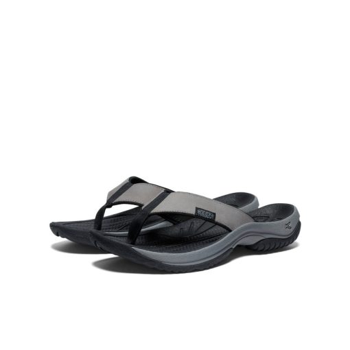 Men's Kona Leather Flip-Flop  |  Steel Grey/Black - Image 3