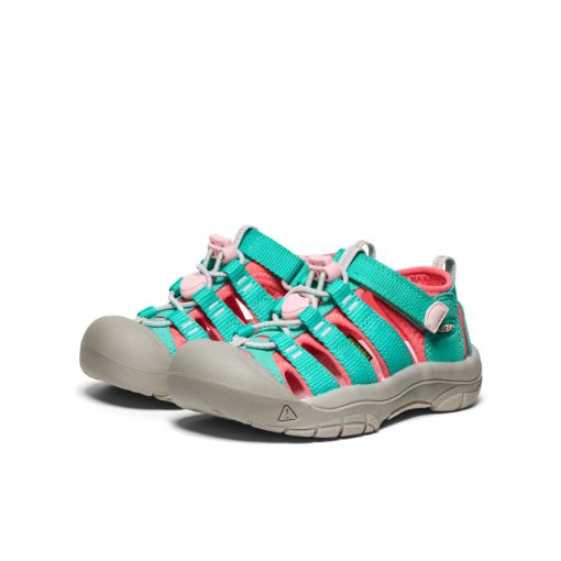 Little Kids' Newport H2  |  Bright Aqua/Giggle Pink - Image 3