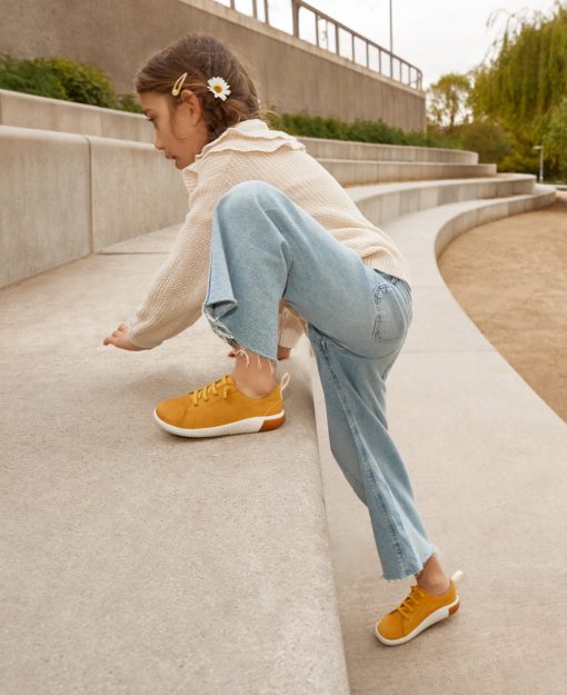 Big Kids' KNX Leather Sneaker  |  Gold Flame/Star White - Image 8