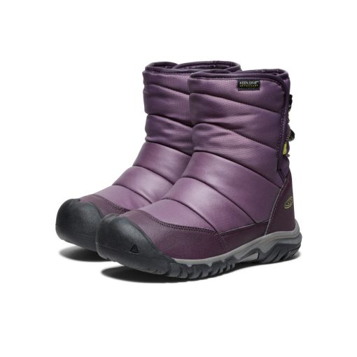 Big Kids' Puffrider Waterproof Winter Boot  |  Black Plum/Daiquiri Green - Image 2