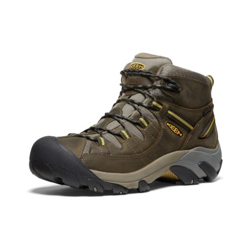 Men's Targhee II Mid Waterproof Hiking Boots  |  Black Olive/Yellow - Image 3