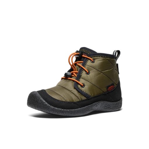 Big Kids' Howser II Waterproof Chukka  |  Dark Olive/Gold Flame - Image 3