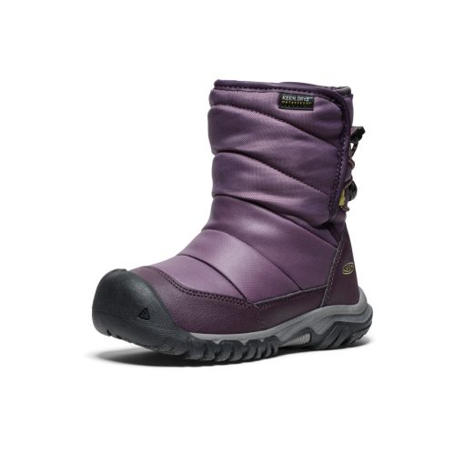 Little Kids' Puffrider Waterproof Winter Boot  |  Black Plum/Daiquiri Green - Image 3