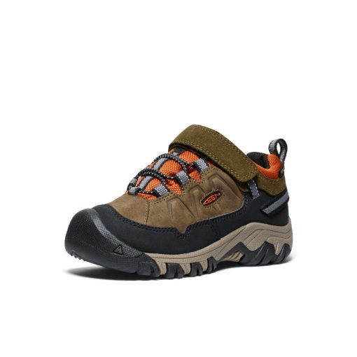 Little Kids' Targhee IV Waterproof Hiking Shoe  |  Dark Olive/Gold Flame - Image 3