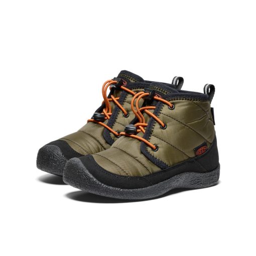 Big Kids' Howser II Waterproof Chukka  |  Dark Olive/Gold Flame - Image 2