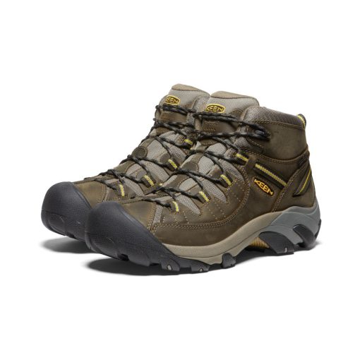 Men's Targhee II Mid Waterproof Hiking Boots  |  Black Olive/Yellow - Image 2