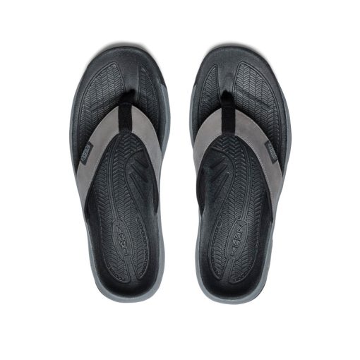 Men's Kona Leather Flip-Flop  |  Steel Grey/Black - Image 4