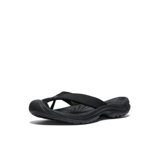Women's Waimea Leather Flip-Flop  |  Black/Black - Image 3