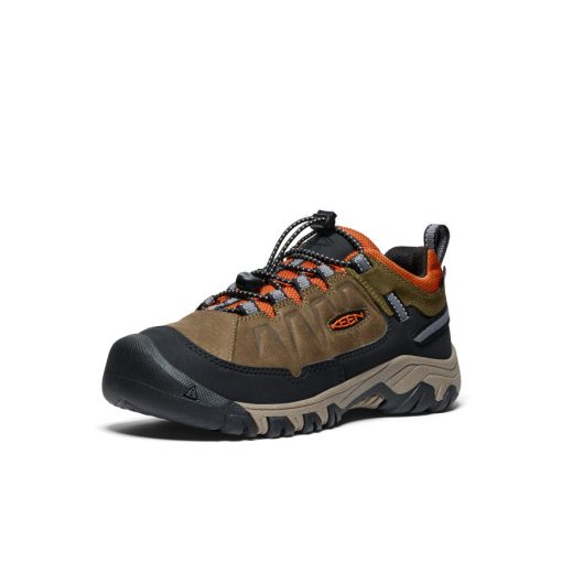 Big Kids' Targhee IV Waterproof Hiking Shoe  |  Dark Olive/Gold Flame - Image 3