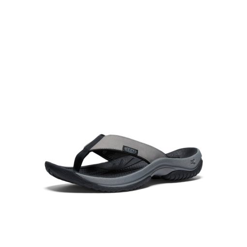 Men's Kona Leather Flip-Flop  |  Steel Grey/Black - Image 2