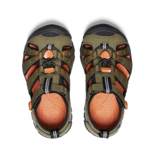 Little Kids' Seacamp II CNX  |  Dark Olive/Gold Flame - Image 4