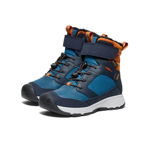 Little Kids' Skua Waterproof Winter Boot  |  Sky Captain/Gold Flame - Image 2