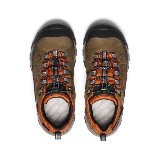 Big Kids' Targhee IV Waterproof Hiking Shoe  |  Dark Olive/Gold Flame - Image 4